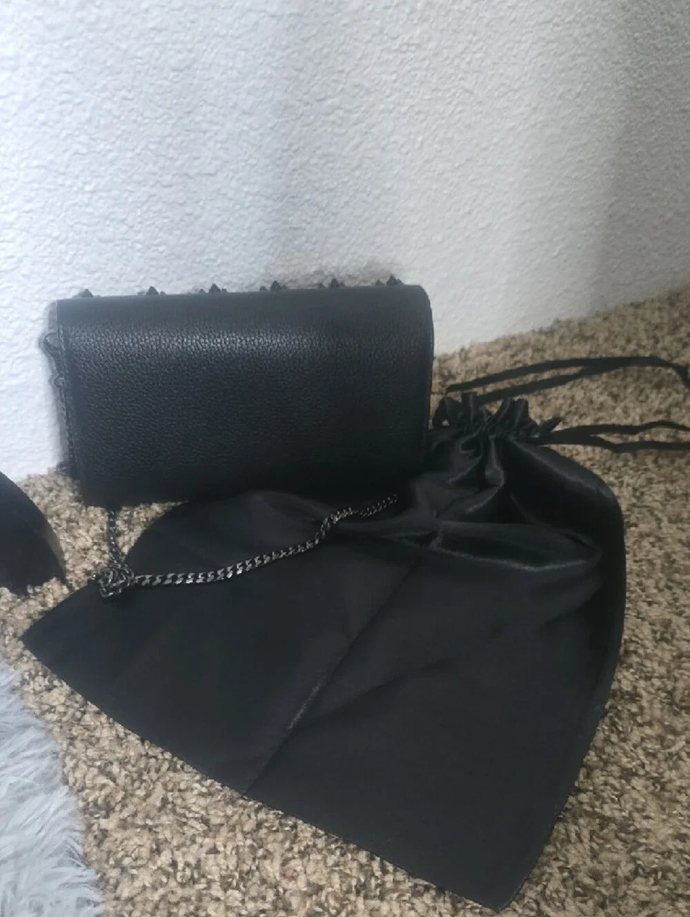 Christian Louboutin Palmona Black On Black W Gunmetal Chain/Red Interior(GOOD)🖤 - Picture 16 of 16